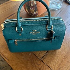 Coach Teal Shoulder Bag with Gold Accents